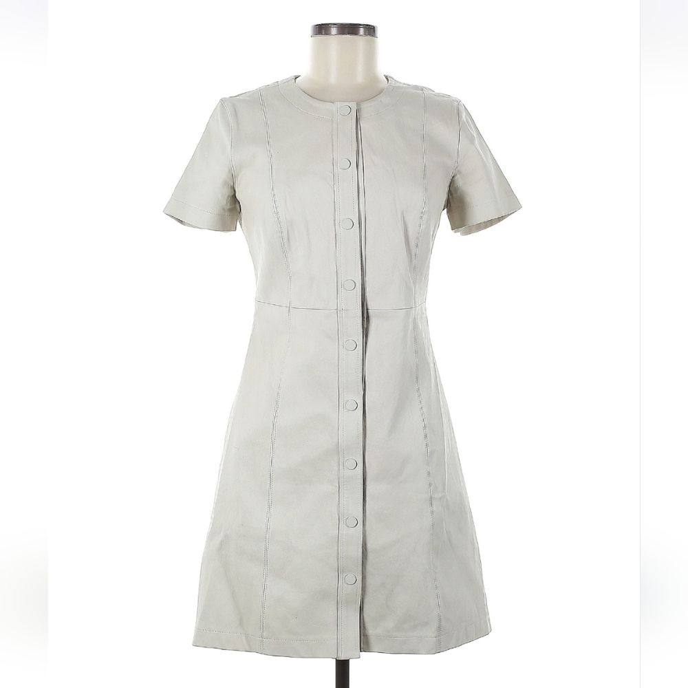 Theory Off White Leather Dress